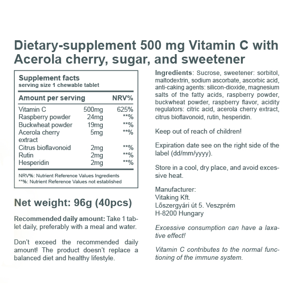 Acerola Vitamin C-500 - rapsberry flavour Acerola Vitamin C-500 - rapsberry flavour