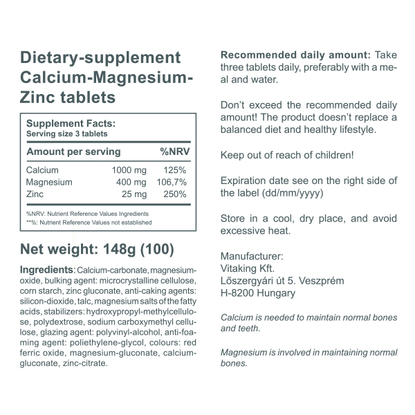 Calcium + Magnesium and Zinc Calcium + Magnesium and Zinc