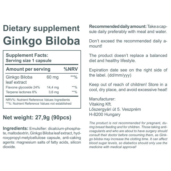 Ginkgo biloba (60mg) Ginkgo biloba (60mg)