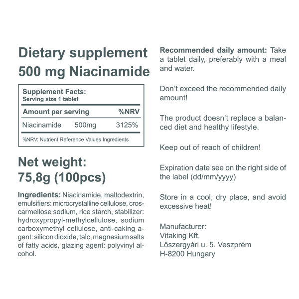 Niacinamid (Vitamin B3) 500mg Niacinamid (Vitamin B3) 500mg
