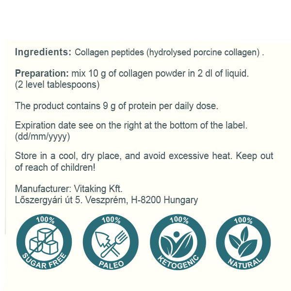 Vitaking 100% Porcine Collagen (300g) Natural Vitaking 100% Porcine Collagen (300g) Natural